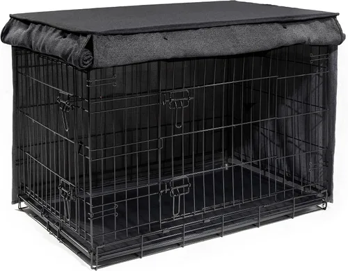 Vista 3 de Friends Forever Cubierta para Jaula de Perro de Metal de 30 Pulgadas con Cortina Protectora que Bloquea la Luz, Cubierta de Jaula para Perros