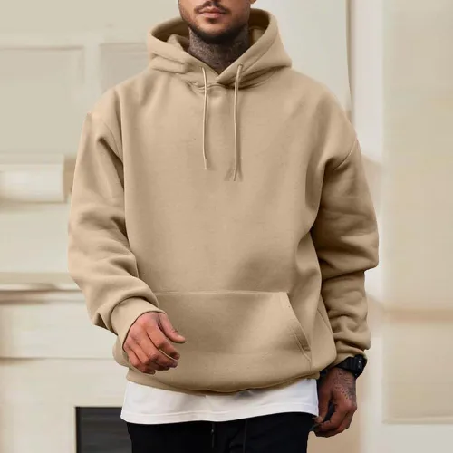 Vista 9 de Sudadera con capucha de algodón para hombre y mujer, sudadera casual de manga larga con cordón Azul marino