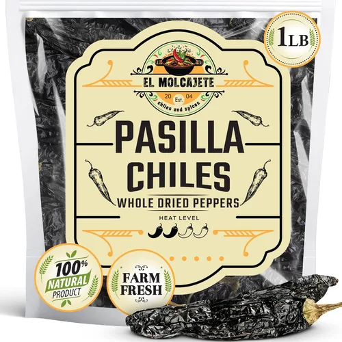 Vista 10 de Pasilla Chiles 8oz Chilaca entera seca chile mexicana suave