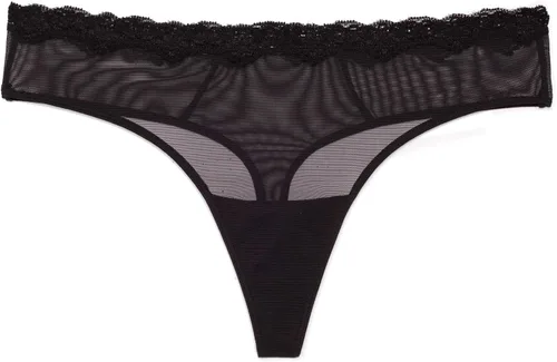 Vista 6 de Smart & Sexy Panty tanga de malla con ribete de encaje para mujer, paquete de 2