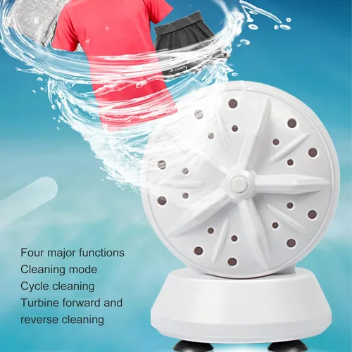 Vista 3 de Mini lavadora portátil 3 en 1 pequeña lavadora de viaje dormitorio limpiador doble turbina ultrasónica limpieza profunda USB enchufe en 5 V