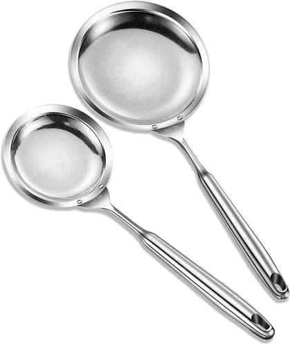 Vista 11 de Ugotit Cuchara espumadera de acero inoxidable, colador de malla fina para cocinar, desnatador de grasa y desnatador de olla caliente, accesorio