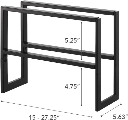 Vista 9 de Yamazaki Inicio Zapatero Expandible, Metal, Acero Ajustable Talla única Negro Adjustable shoe rack with an expanding design. Steel design adapts