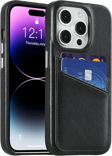 Vista 51 de LUCKYCOIN Funda de piel 100% auténtica tipo cartera para iPhone 13, diseño delgado con tarjetero y funda protectora a prueba de golpes, forro