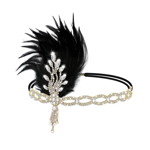 Vista 3 de FRCOLOR Diadema de cristal de los años 20, accesorios para el cabello de Gatsby para mujer