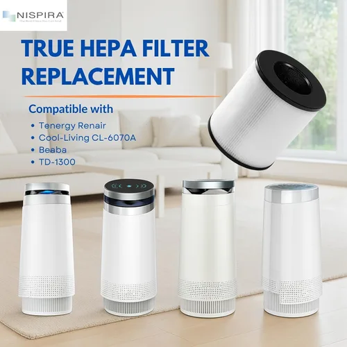Vista 3 de Nispira TD-1300 CL-6070A TAP01 Filtros de repuesto True HEPA 4 en 1 compatibles con Tredy TD-1300, Tenergy Renair, Cool-Living, BEABA - Purificador