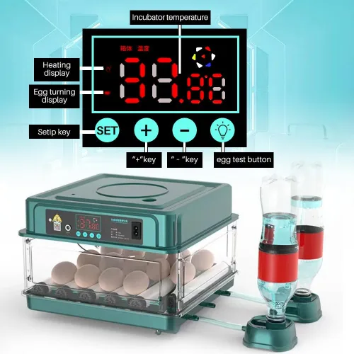 Vista 2 de Incubadora automática de huevos de 12 a 38 huevos digital con giro automático de huevos, control de temperatura y humedad, iluminación LED eficiente