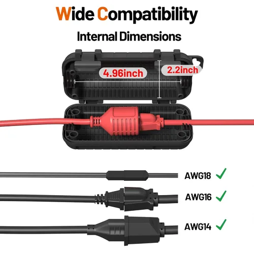 Vista 2 de Cubierta para Cable de Extensión para Exteriores, Protector de Conector de Cable IP54 Resistente al Agua, Caja de Seguridad Eléctrica