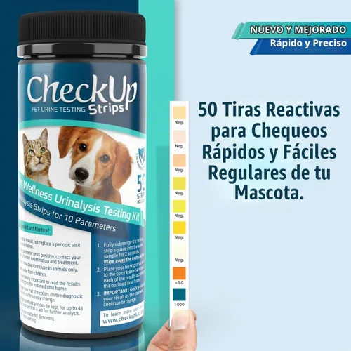 Vista 2 de KIT4CAT Tiras de prueba de chequeo x 50 (Tiras de prueba de orina de 10 parámetros para gatos y perros)