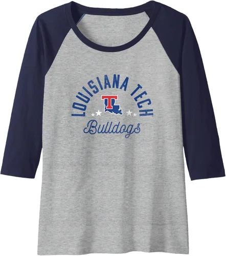 Vista 3 de Louisiana Tech Bulldogs Logo Raglan Baseball Tee