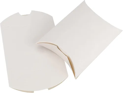 Vista 5 de MANCHAP 200 cajas de almohada de papel kraft blanco de 3.5 x 2.5 pulgadas, pequeñas cajas de dulces blancos, cajas de agradecimiento para recuerdos