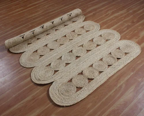 Vista 9 de Alfombra de área kilim de 2 x 3 pies, alfombra trenzada de yute beige, alfombra geométrica kilim de 0.27 pulgadas, alfombra de tejido plano