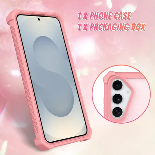 Vista 554 de Bonoma - Funda compatible con Samsung Galaxy S21 Plus, diseño de corazón con purpurina, color rosa Support for MagSafe, Plating Magnetic Case TPU