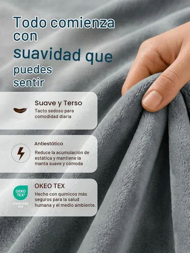 Vista 2 de Utopia Bedding - Manta de vellón de lujo, mullida, antiestática; manta de suave microfibra de 8.8 oz/yd² (300 g/m²) para sofá y cama; tamaño Gris