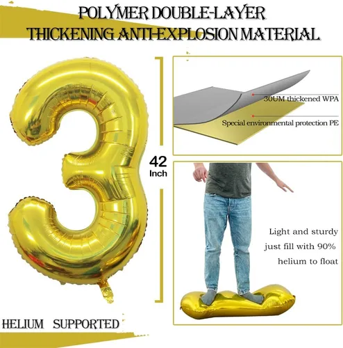 Vista 2 de GOER Globos Número 30 para Decoraciones de Fiesta de 30º Cumpleaños, Globos de Helio de Papel de Aluminio Jumbo de 42 Pulgadas para 30º Aniversario