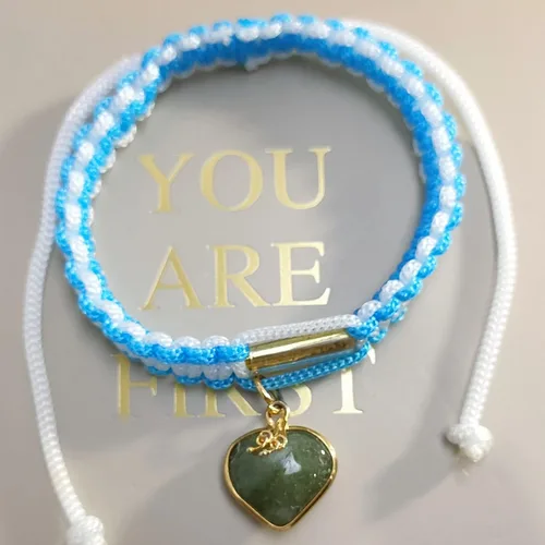 Vista 8 de Pulseras de cuerda ajustable con dije de protección de la suerte hilo espiritual azul corazón moneda que promueve el amor joyería para mujeres