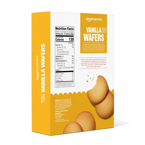Vista 2 de Amazon Grocery, Obleas de vainilla, 12 onzas (anteriormente Happy Belly, el embalaje puede variar)
