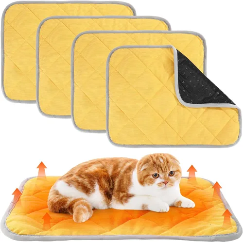 Vista 8 de Novabright Paquete de 4 camas autocalentables para gatos, gatos, perros, alfombrillas térmicas suaves y cálidas con parte inferior antideslizante