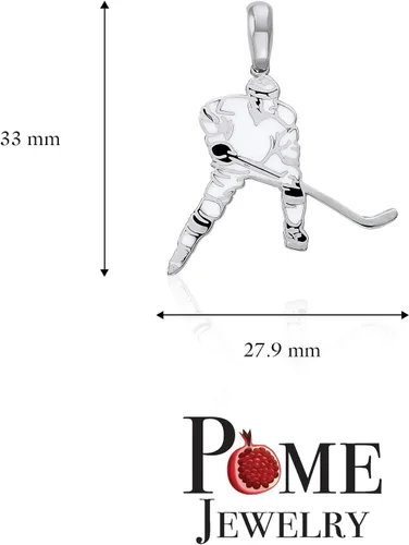 Vista 5 de Pome Collar con colgante de hockey en plata de ley, regalos de hockey, fabricado en Estados Unidos, Plata esterlina, No es una piedra preciosa