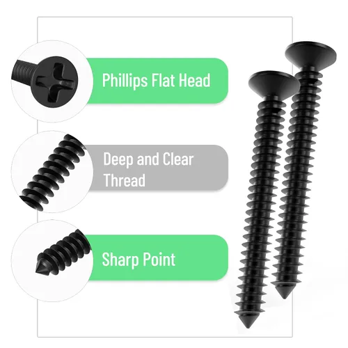 Vista 6 de Mr. Pen - Kit surtido de tornillos para madera, 400 piezas, 20 anclajes de tornillo M6, puntas Phillips negras, cabeza plana, M3, juego surtido