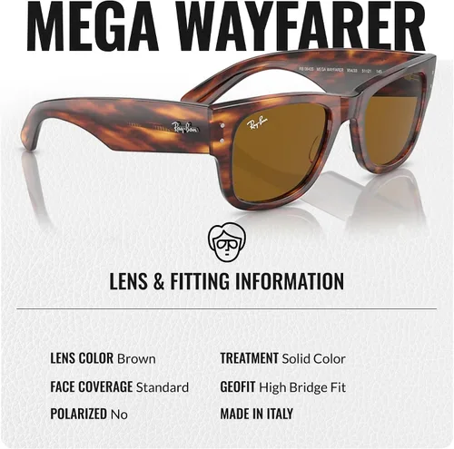 Vista 17 de Ray-Ban RB0840S MEGA WAYFARER Gafas de sol de forma cuadrada con kit oficial de gafas