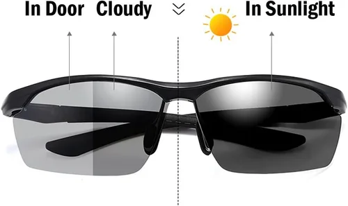 Vista 2 de Gafas de sol polarizadas fotocrómicas unisex para hombres y mujeres deportes pesca conductor gafas de sol de metal