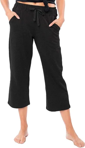 Vista 2 de Sexy Basics Paquete de 3 pantalones con cordón para mujer Pantalones capri de algodón de rizo francés