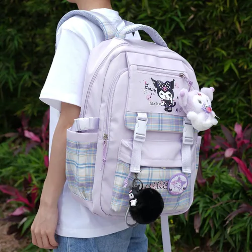 Vista 7 de juju - Mochila Kawaii negra y morada, Púrpura, Mediana, Kawaii