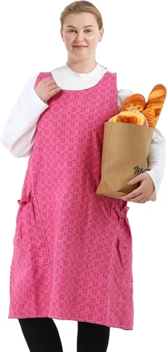 Vista 46 de Delantales grandes de talla grande para mujer con bolsillos de algodón y lino para hornear cocina