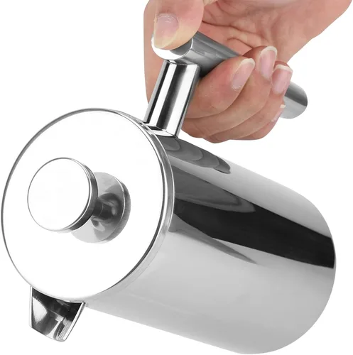 Vista 4 de ciciglow Cafetera de prensa francesa, acero inoxidable aislado 304 con filtro, prensa francesa de 27 onzas (27.1 fl oz) con doble pared para oficina