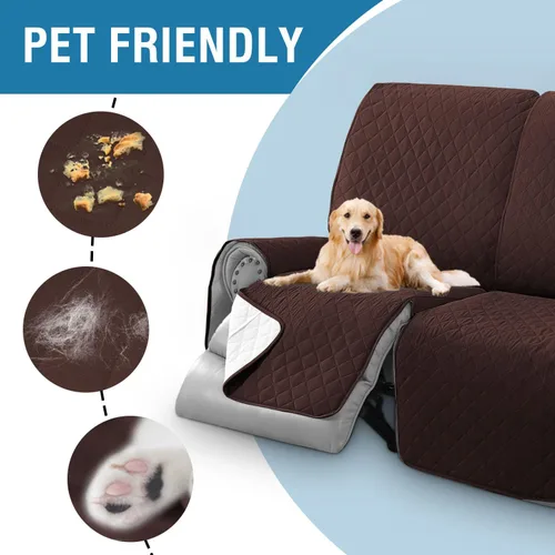 Vista 6 de H.VERSAILTEX Funda impermeable 100% impermeable para sofá biplaza reclinable de 2 piezas, protector de muebles suave y grueso con bolsillos lavables
