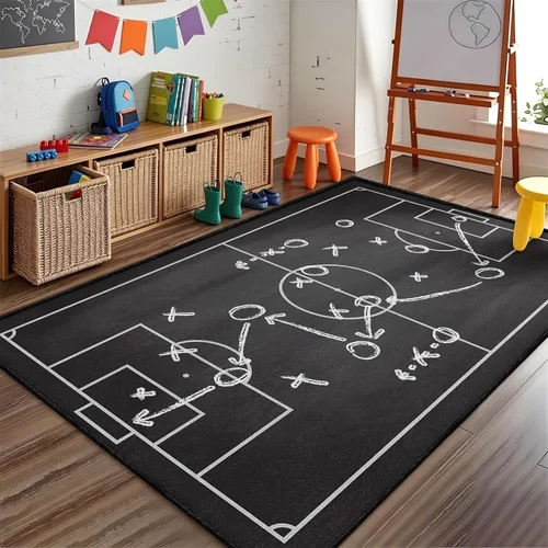 Vista 29 de Alfombra de fútbol americano, 3 x 4 pies, lavable de gran tamaño, ilustraciones 3D, con textura de cuero de fútbol, con cordones, alfombras