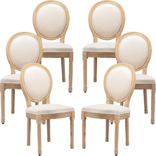 Vista 12 de ODUSE-DAILY French Country - Juego de 2 sillas de comedor de color caramelo, sillas de cocina y comedor, sillas de cocina de piel sintética, Ámbar