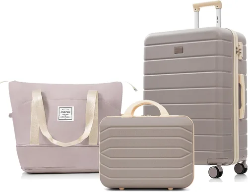 Vista 156 de Merax 3 piezas expandible ABS Hardshell equipaje Sets Spinner Wheel Maleta TSA Lock Suit Case, Apertura frontal negra, Juego de 2 piezas, Maleta