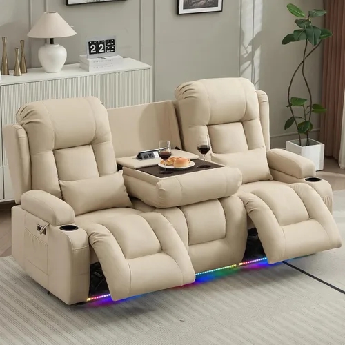 Vista 8 de URRED Wall Hugger Power - Sofá reclinable con masaje y calor, color beige