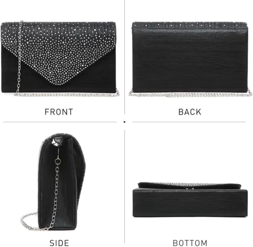 Vista 3 de Dasein Bolso de mano de satén esmerilado para mujer, bolso cruzado para fiesta, graduación, boda, sobre