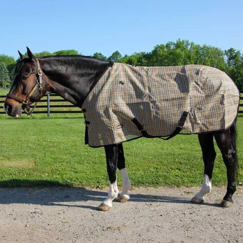 Vista 2 de Country Pride Textilene - Sábana para caballos, malla transpirable duradera, doble hebilla frontal ajustable, correas elásticas para las patas