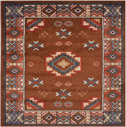 Vista 13 de Nevita Collection Southwestern Native American Design Area Alfombra geométrica (azul, 5'3" redondo)