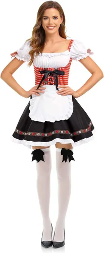 Vista 3 de Disfraces de Oktoberfest para mujer, vestidos de tirolesa, 2 piezas, vestidos alemanes para el festival de Oktoberfest, disfraz bávaro, cerveza