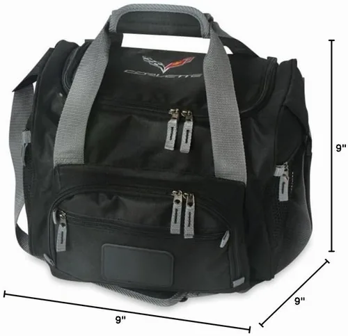 Vista 5 de C7 Corvette Bolsa enfriadora bordada (negro) - 12 latas Soft Travel Ice Chest 2014-2019 Corbetas