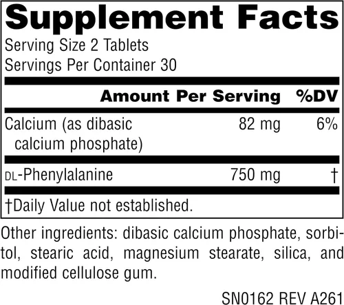 Vista 2 de Source Naturals DLPA DL-fenilalanina, 375 mg - 60 Tabletas