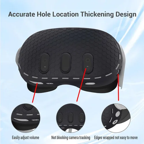 Vista 4 de Upgraded VR Protective Cover Compatible with OculusMeta Quest 3,Silicone Front Headset Protector Cover with Lens Cover (Black Front Cover+Lens Cover)