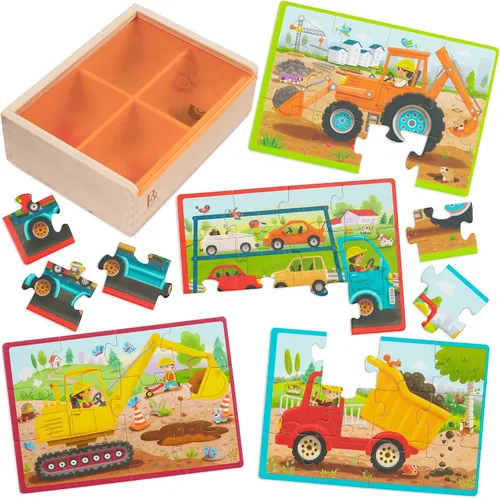Vista 10 de B. toys Pack o' Puzzles Paquete de 2 - Mascotas y Dinos - Juego de cajas de rompecabezas de madera - 2 cajas, 8 juegos - 12 piezas - 3+ años 8