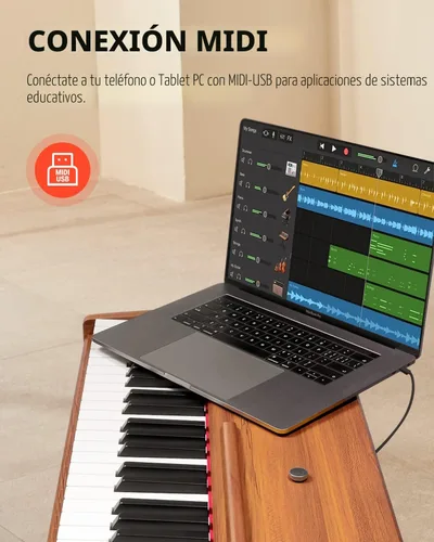 Vista 7 de Donner Piano digital DDP-80 teclado ponderado de 88 teclas + banco de piano Donner con almacenamiento