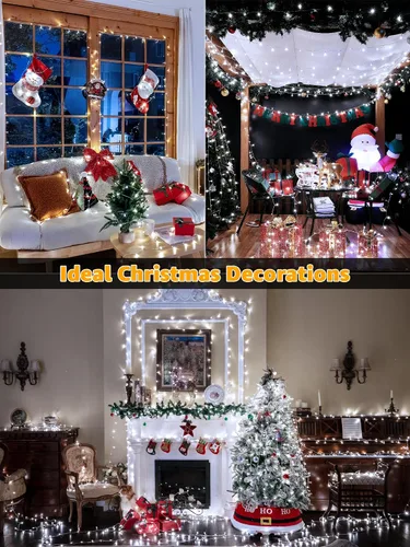 Vista 8 de Guhope - Luces de Navidad 600LED 98 pies, luces de cadena impermeables para exteriores con control remoto y temporizador, 8 modos de luces de hadas