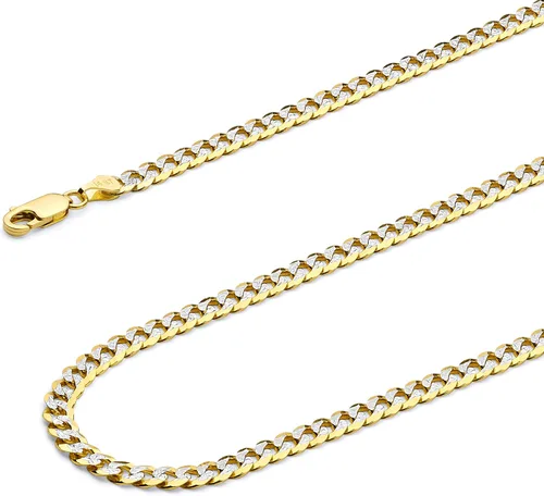 Vista 19 de Wellingsale Cadenas de eslabones cubanos de oro macizo de 14 quilates (opciones de selección)