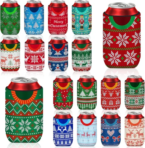 Vista 8 de 18 fundas plegables para enfriar latas de béisbol Insulated Neoprene, Beer Drink Beverage Can Bottle Cooler Sleeves, Sports Birthday Party
