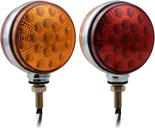 Vista 17 de Astra Depot 2 piezas de luz de cara doble de 3" redondas, 24 LED, color rojo, ámbar y blanco, para remolque de camión semi, tractor, vehículo largo