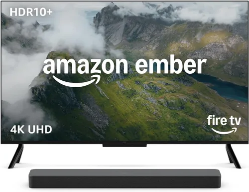 Vista 2 de Amazon Ember Serie 4 de 55" (modelo más reciente) con barra de sonido Fire TV plus