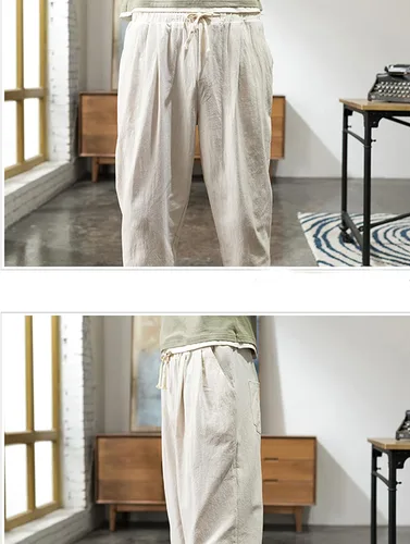 Vista 5 de Zontroldy Pantalones de algodón y lino para yoga, golf, playa, jogger, sudor, descanso, harem, pantalones